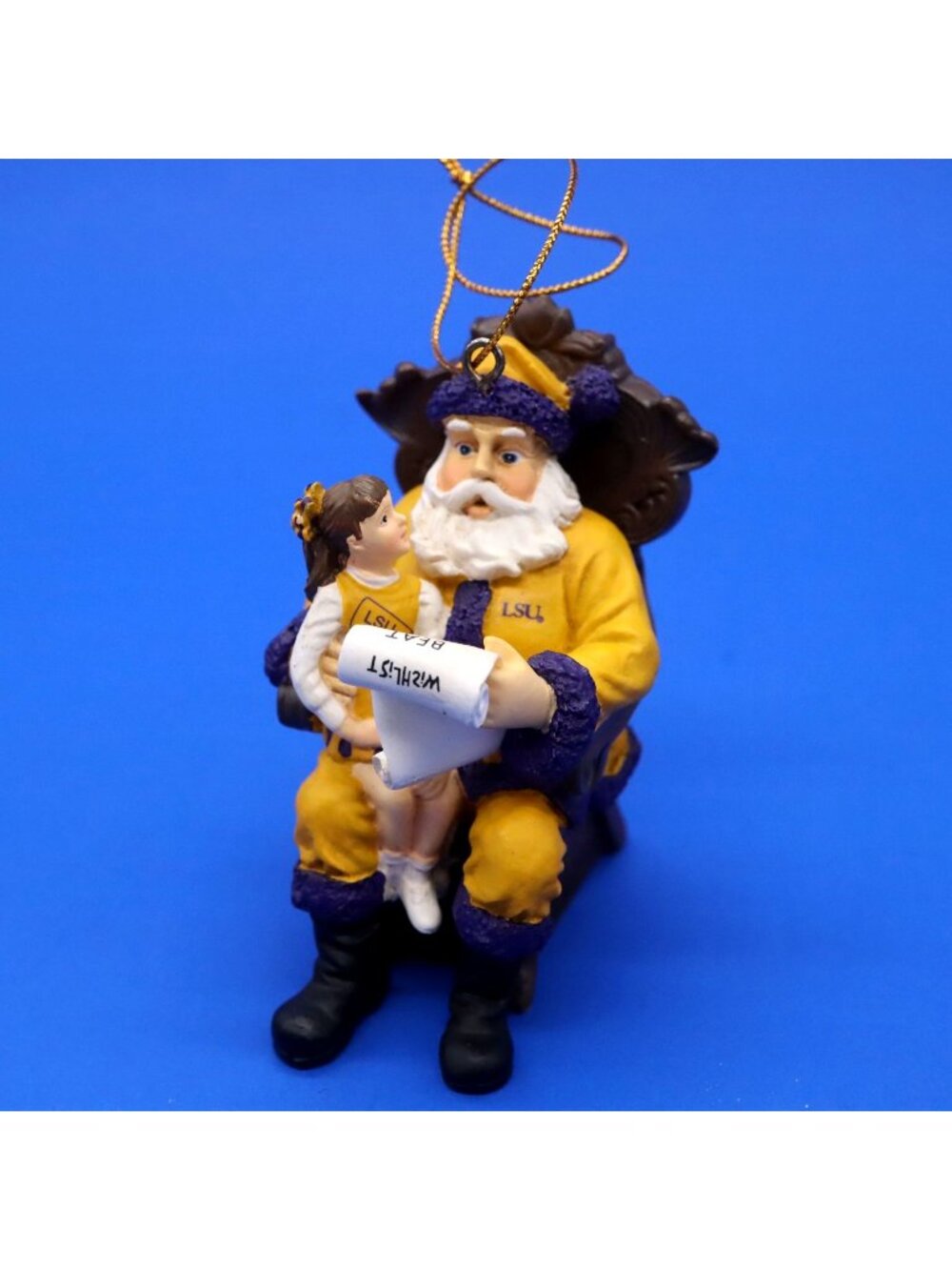 2001 LSU Santa Ornament Collegiate Collectibles Memory Co. Christmas Figurine